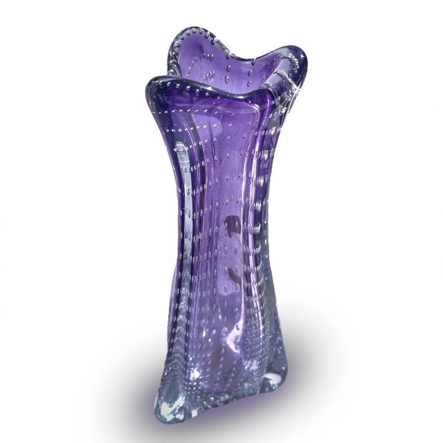 Art Deco Early 20th Century Lavender Crystal Art Deco Vase For Sale - Image 3 of 6