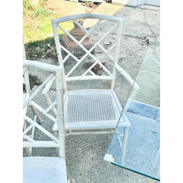 Mid 20th Century Vintage Brown Jordan Faux Bamboo Patio Dining Table and Chairs-Set of 7 For Sale - Image 5 of 12
