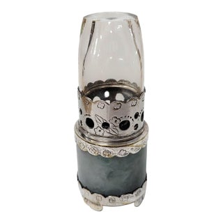 Late Qing Dynasty Chinese Silver-Mounted Jade Opium Lamp For Sale