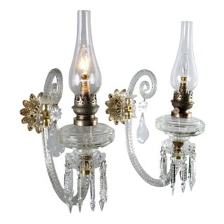 Antique Wall Lamps in Glass, Italy, Set of 2 For Sale