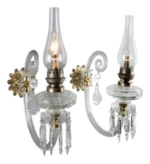 Antique Wall Lamps in Glass, Italy, Set of 2
