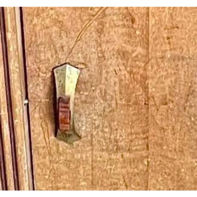 Early 20th Century Antique Art Deco End Beside Table with Amber Bakelite & Brass Hardware For Sale - Image 4 of 5
