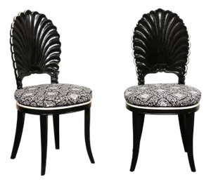 Late 20th Century Italian Black & White Grotto Chairs