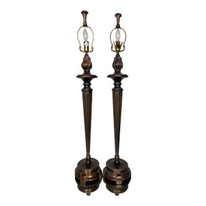Late 20th Century Vintage Decorative Crafts Flame Table Lamps - a Pair
