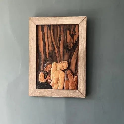 Carved Wood Plaque by Phyllis Pog Yglesias, 1925 For Sale - Image 3 of 9