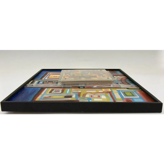 1970s Mid-Century Abstract Painting with Acrylic Glass by André Pailler, France, 1970 For Sale - Image 5 of 7