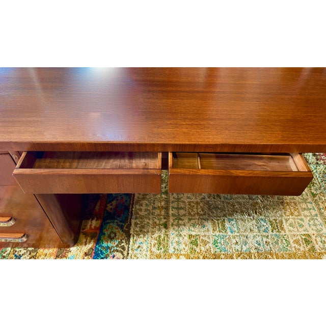 French Geometric Art Deco Rose Wood and Chrome Executive Desk W/ Bookshelves For Sale - Image 13 of 17