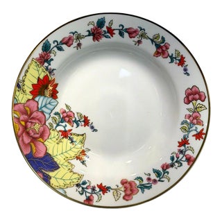Late 20th Century Imperial Leaf Tobacco Leaf Rim Soup Bowl Floral Gold Trim China For Sale