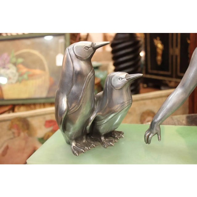 Early 20th Century Art Deco Cast Aluminum Sculpture on Marble For Sale - Image 5 of 6