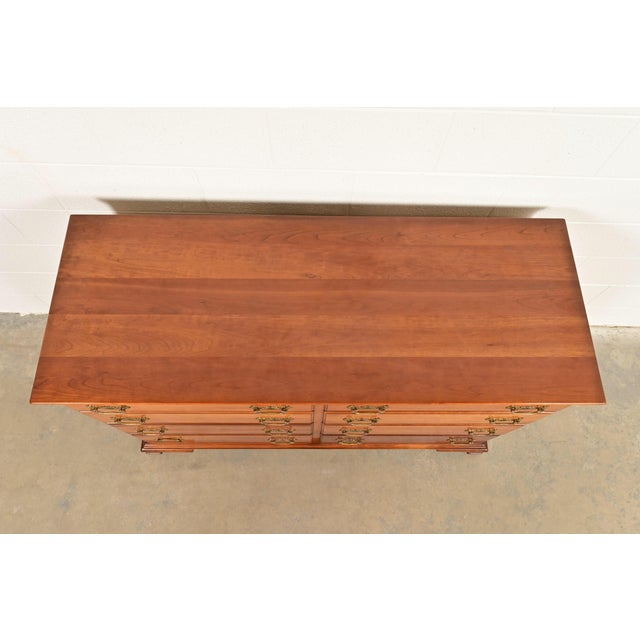 L. & J. G. Stickley Georgian Solid Cherry Wood Eight-Drawer Double Dresser, Circa 1950s For Sale - Image 13 of 16