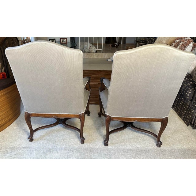Elevate your space with this exceptional pair of authentic, bench-made 1980s armchairs by renowned American maker Guy...