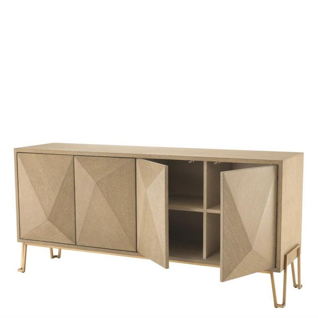 2000 - 2009 Dresser in Washed Oak Veneer and Brushed Brass Finish For Sale - Image 5 of 10