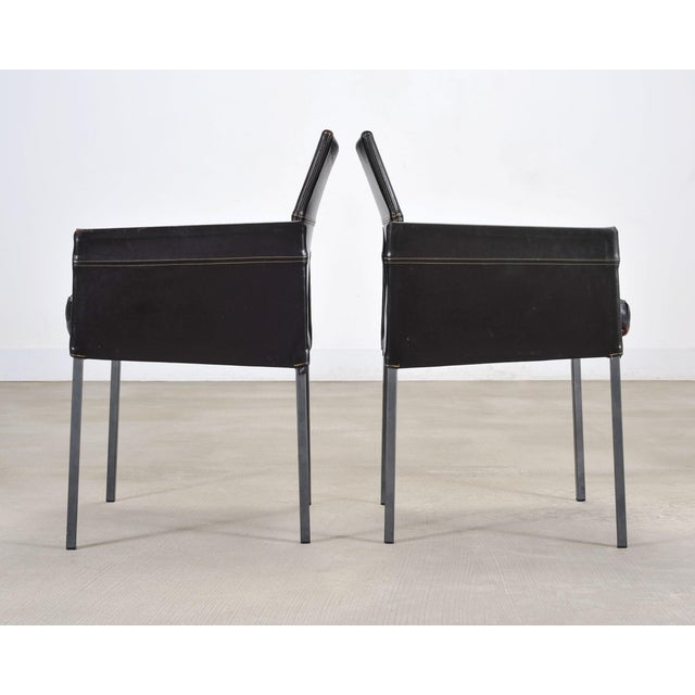 Metal Set of Twelve Karl Friedrich Forster Texas Leather Dining Armchairs For Sale - Image 7 of 18