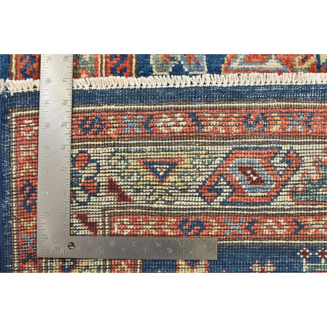 Kazak Runner 2’7” X 7’8” Blue Wool Tribal Hand-Knotted Oriental Rug For Sale - Image 14 of 14