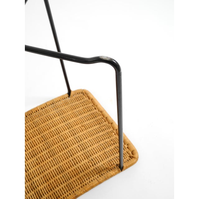 Mid-Century Modern Rattan Stool with Black Iron Frame, 1950s For Sale - Image 18 of 18