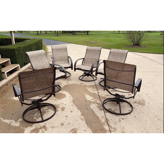 These Winston high back dining chairs are swivel and tilt with Sunbrella Acrylic Slings. These features make the seat...