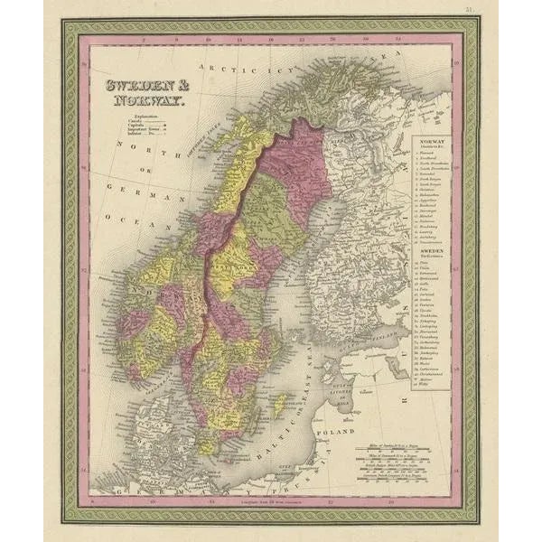 Map of Sweden and Norway, 1846 For Sale - Image 3 of 5