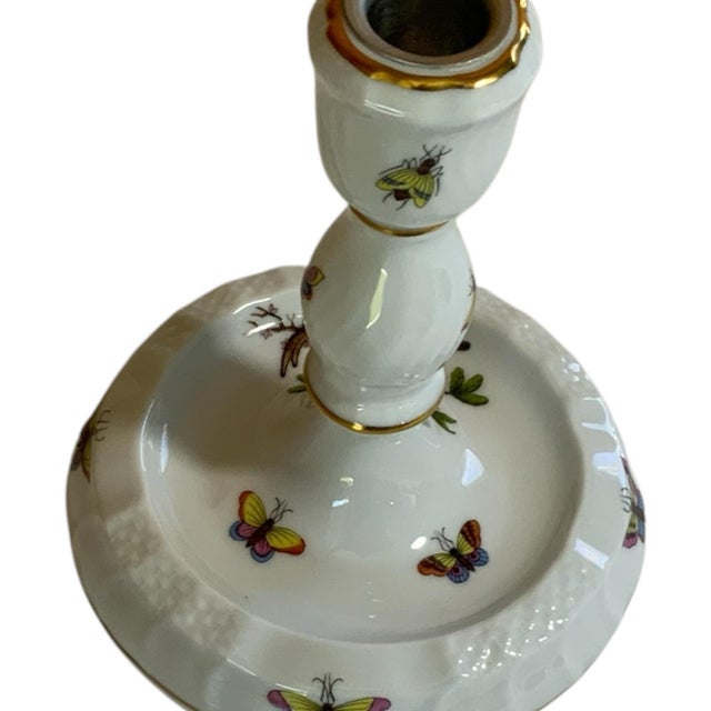 Herend Vintage Herend Rothschild Bird Single Candlestick Holder 7915/Ro Mint Condition Made in Hungary 1996 For Sale - Image 4 of 9