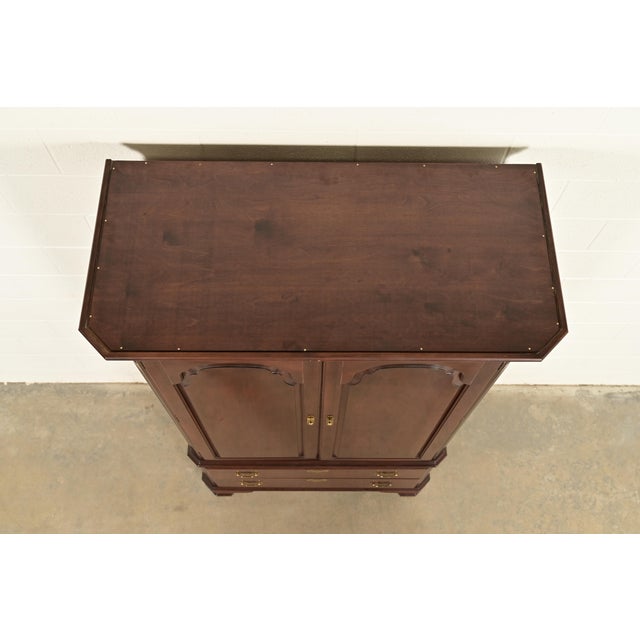 Ethan Allen Georgian Solid Cherry Wood Armoire Dresser or Gentleman's Chest For Sale - Image 11 of 15