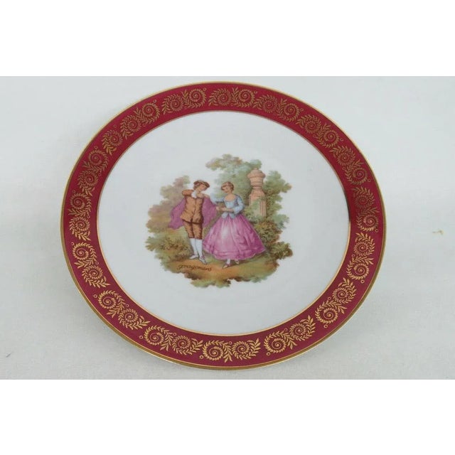 Limoges Fragonard Courting Scene Cameo French Porcelain Decorative Plate For Sale - Image 11 of 11