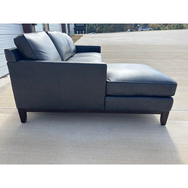 Gray Harlow Leather Dark Grey Modern Sectional, Paul Michael Company For Sale - Image 8 of 11