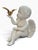 Elegant vintage figural cherub sculpture featuring a seated angel rendered in glossy white porcelain with beautifully...