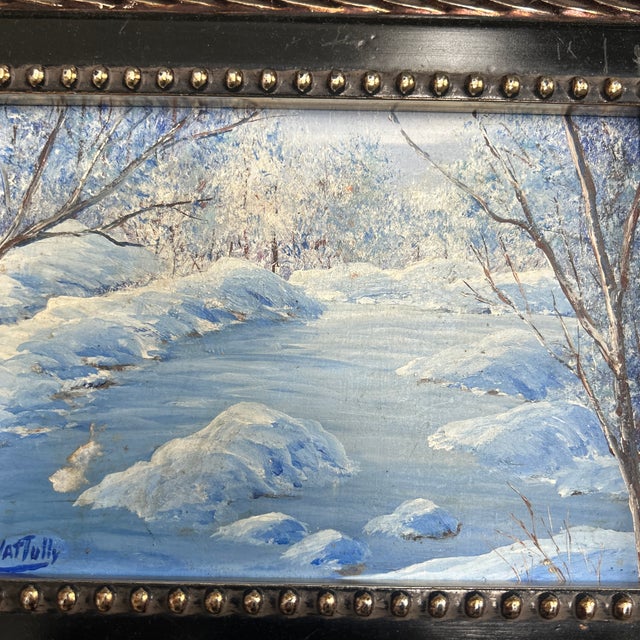 1970’s original impressionist winter wonderland landscape painting. Signed and framed. Measures 7x5 or 10x8 framed. Check...