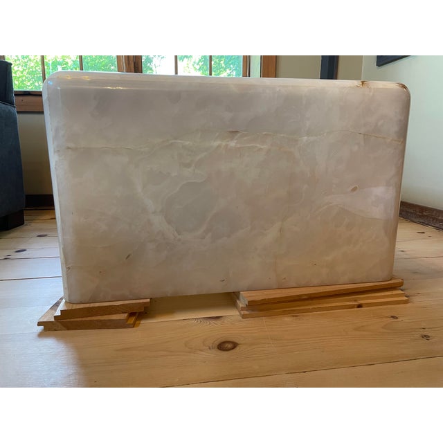 Beige Rare Custom Steve Chase Onyx Coffee Table Vintage Modern 1980's Genuine Onyx 48" X 30" X 18" For Sale - Image 8 of 12