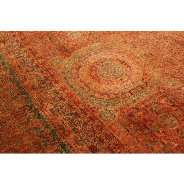 Textile Rug & Kilim’s Classic Agra Style Rug in Red, Orange Geometric Pattern For Sale - Image 7 of 8