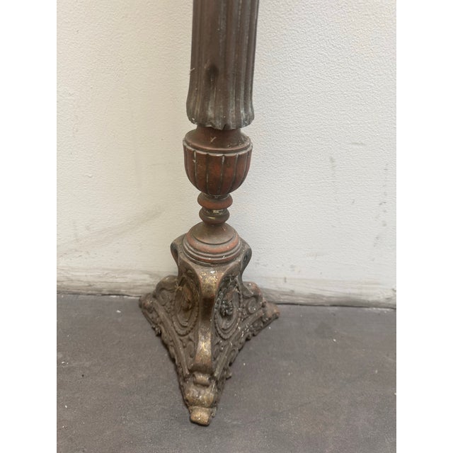 Antique 19 Century Tall Gothic-Style / Religious French Altar Candlestick For Sale - Image 9 of 12