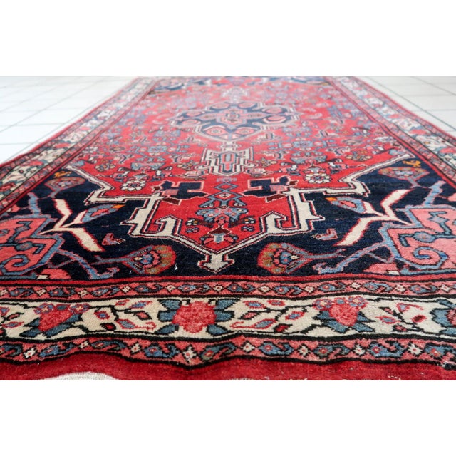 Red Handmade Vintage Persian Bidjar Rug 3.6' X 5.7' (112cm X 176cm), 1960s For Sale - Image 8 of 11