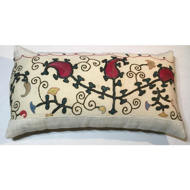 Antique Hand-Embroidered Suzani Pillow For Sale - Image 4 of 13