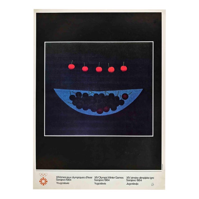 Vintage XIV Winter Olympics Games Poster after Yozo Hamaguchi, 1984 For Sale