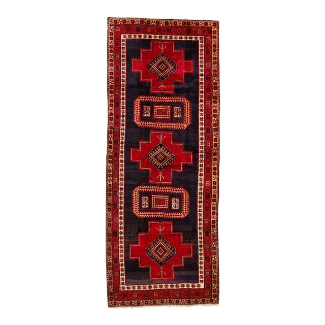 Vinatge Persian Handmade Wool Runner For Sale