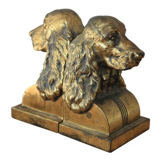 1930s Vintage Jennings Bros Brass Spaniel Bookends- A Pair For Sale
