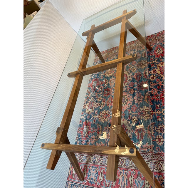 Mid-Century Modern Organic Modernism Walnut Wood + Glass Dining Table For Sale - Image 3 of 12
