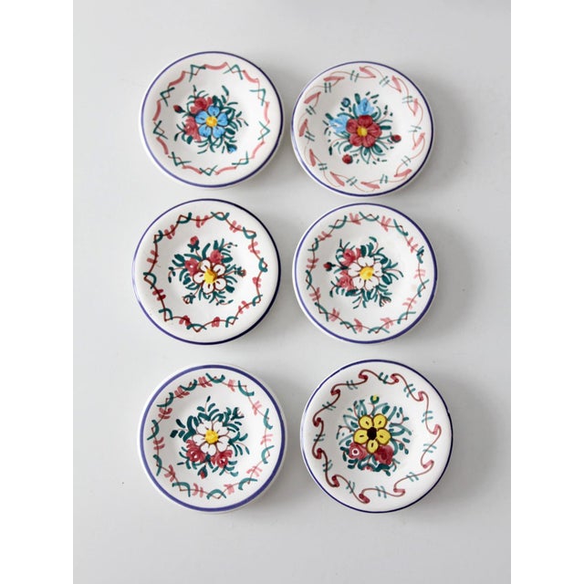 Vintage Crespo Spanish Faience Coaster Set With Basket Holder For Sale - Image 12 of 15