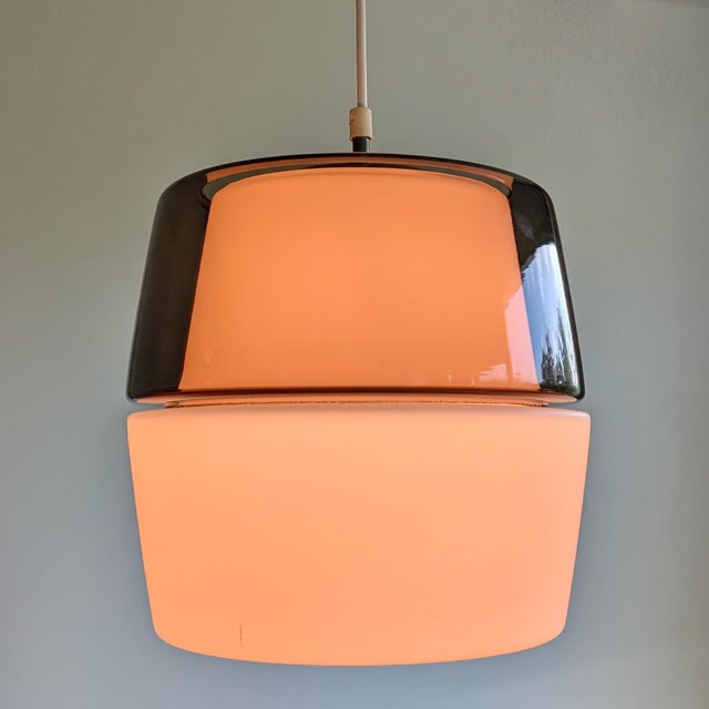 Peill & Putzler Vintage Peill & Putzler Mid Century Modern Smoked Glass Pendant Light Modernist | Amethyst Purple Color Block Ceiling Lamp For Sale - Image 4 of 12