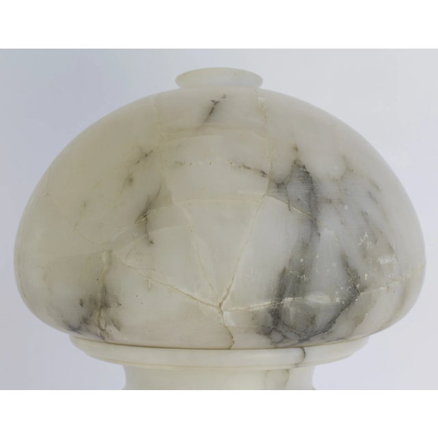 Art Nouveau Italian Carved Alabaster Seated Lady Figural Lamp With Globe For Sale - Image 3 of 10