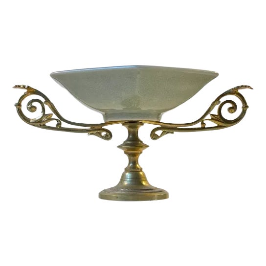 Pedestal Bonbonniere in Faience and Brass from Royal Copenhagen For Sale