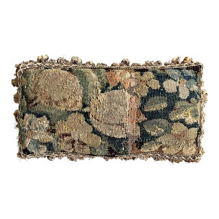 Antique 18th Century French Verdure Wool Tapestry Pillow For Sale