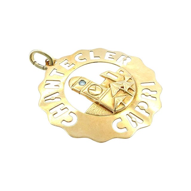 Chantecler Capri 18K yellow gold large logo Piazzetta charm pendant with diamond. Diamond: 0.10 ct. Measurements: Length:...
