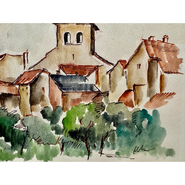 Rustic Henry Emil Salloch Original Watercolor on Paper Vézelay, France. 1972. For Sale - Image 3 of 8