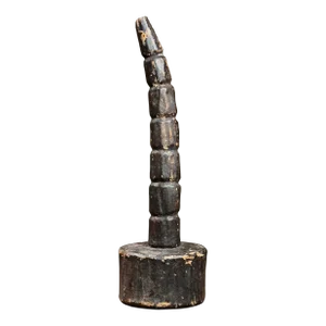 Antique Folk Art Hand Carved Snake Tail Wrapped Sculpture
