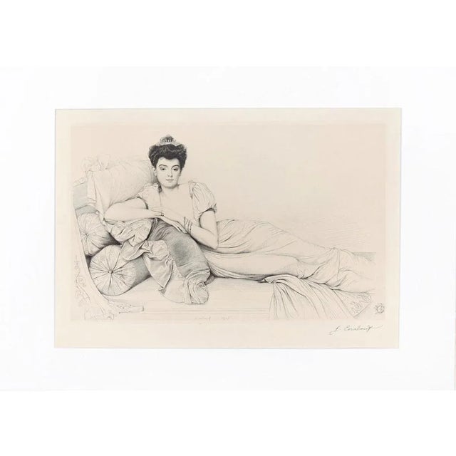 Portrait of Noblewoman - Original Etching by J. Coraboeuf - Early 20th Century Early 20th Century For Sale - Image 4 of 4