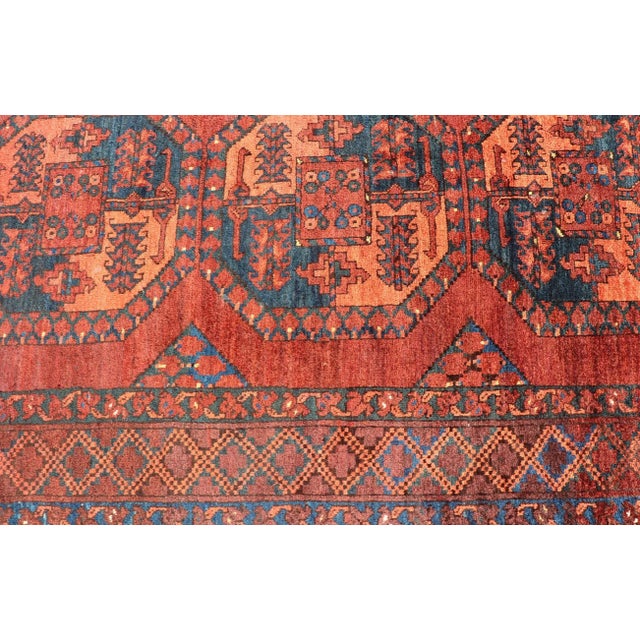Early 20th Century Turkomen Ersari Rug in Wool With Repeating Sub-Geometric Gul Design For Sale - Image 11 of 13