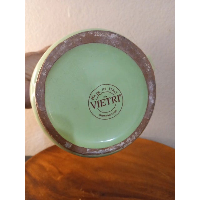 Italian Vintage Vietri Italy Ceramic Green Dimpled Pitcher For Sale - Image 3 of 7
