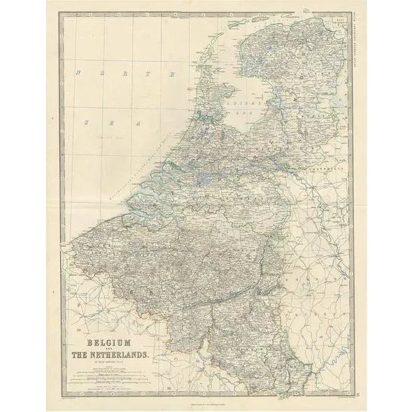 Mid 19th Century Antique Map of Belgium and the Netherlands by A.K. Johnston, 1865 For Sale - Image 5 of 5