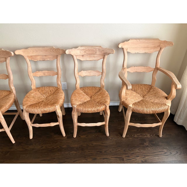 French Provincial Style Dining Chairs With Woven Seats — Set of Six For Sale - Image 4 of 8