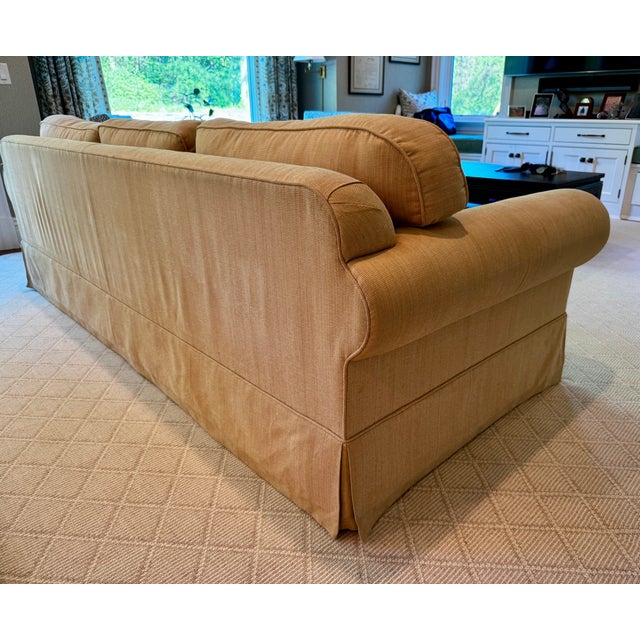 Custom Classic Sofa of Ny English Roll Arm Skirted Sofa For Sale In New York - Image 6 of 11